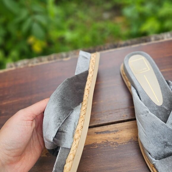 Dolce Vita Grey Velvet Flat Sandals, Women's Sandals, Size 7, Pre-owned,Like new - Picture 5 of 14